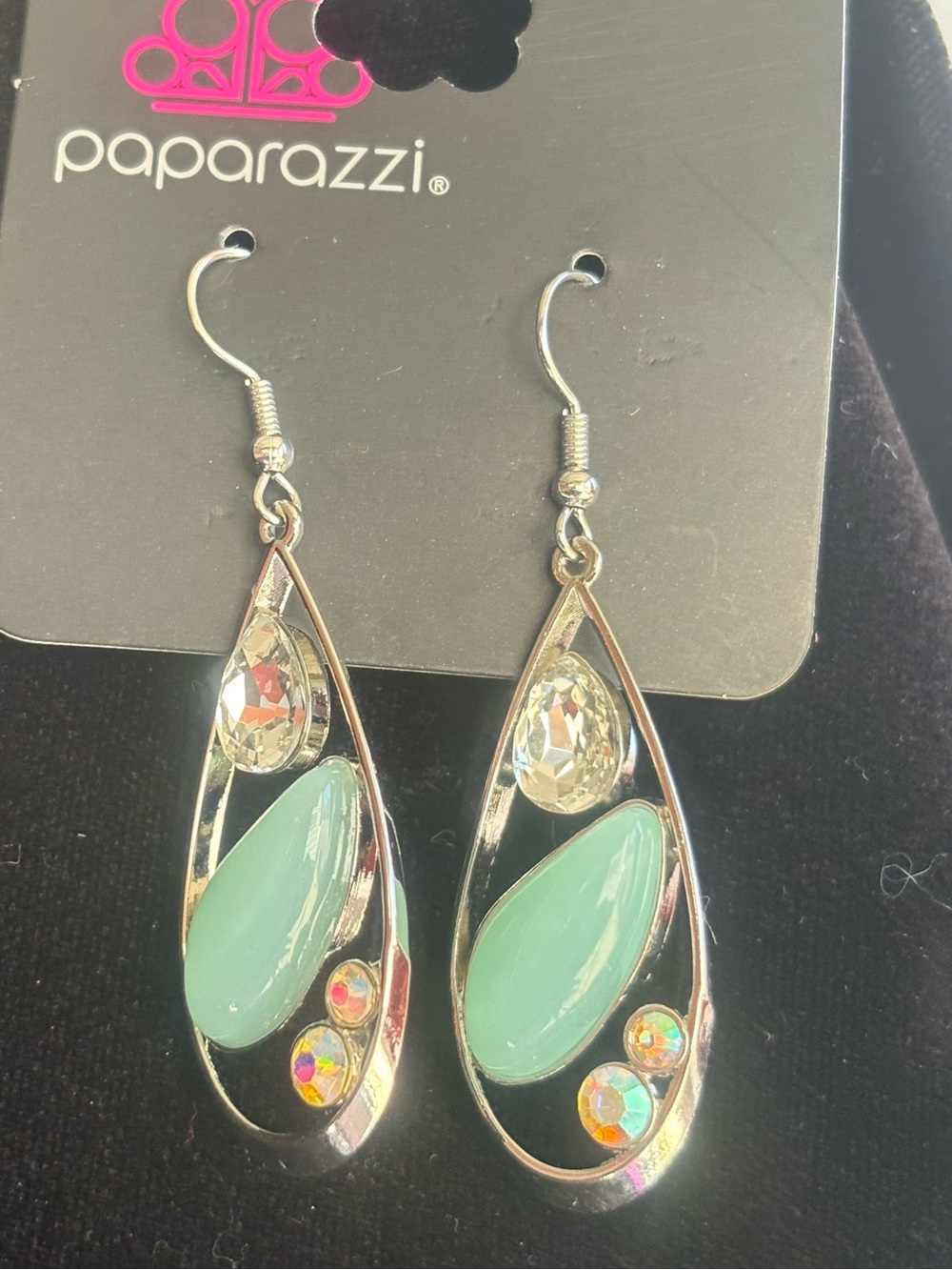 Paparazzi Mint Teardrop Dangle Earrings - Silver